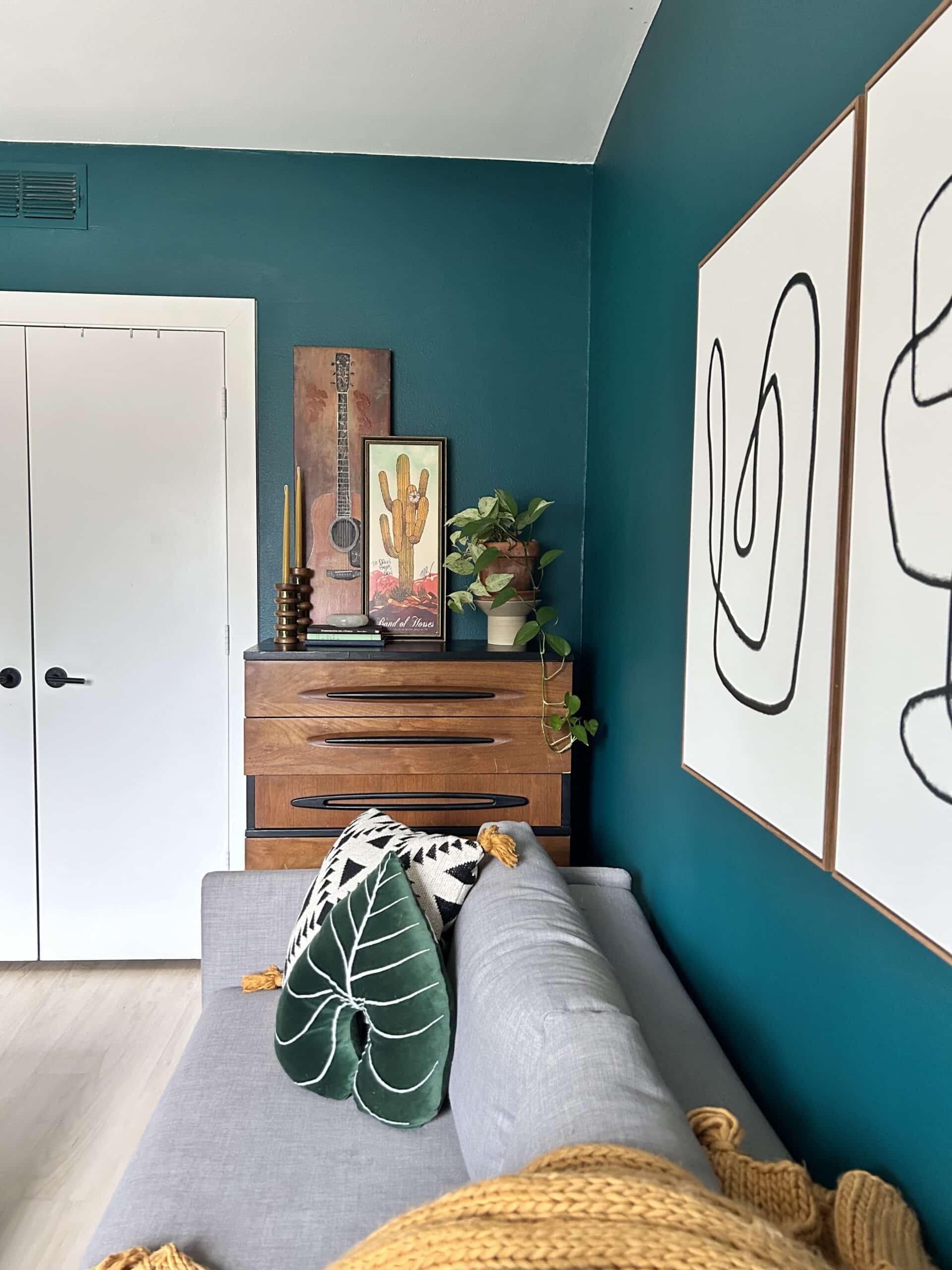 Blue living room painting